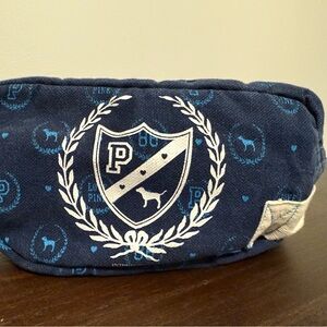 VINTAGE VICTORIA’S SECRET VS PINK BLUE CREST DOG PUP 86 LOGO MAKEUP BAG